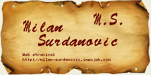 Milan Surdanović vizit kartica